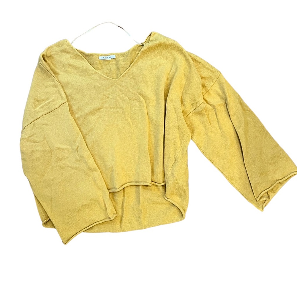 Mustard Yellow V-Neck cropped Sweater